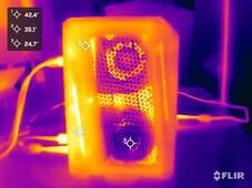 Asus ROG NUC 15 durante o teste de estresse (lado esquerdo)