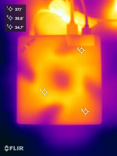 GMKtec NucBoc M7 Ultra durante o teste de estresse (lado superior)