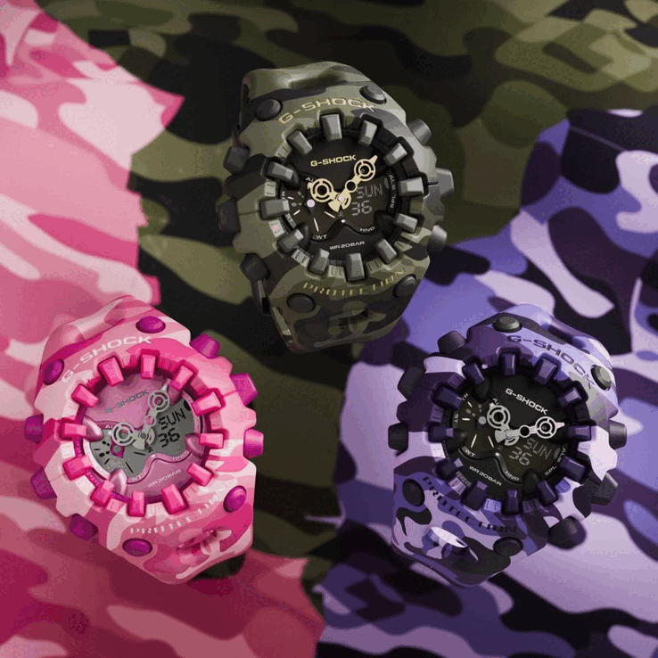  O G-Shock GA-V01MCG-4A rosa e o GA-V01CMG-6A roxo