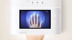 Graças à câmera e ao visor integrados, o posicionamento da mão e a iluminação suficiente podem ser verificados.