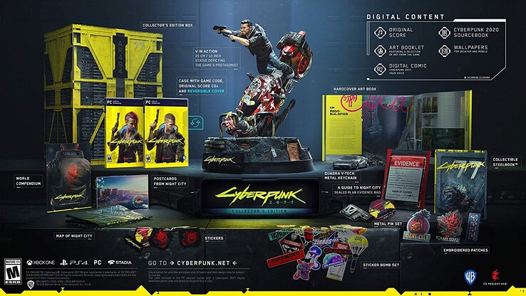 Cyberpunk 2077: Edição de colecionador. (Fonte da imagem: CD Projekt/Amazon)