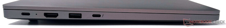 Esquerda: Porta USB 3.1 Gen1 Tipo C, HDMI 1.4-out, USB 3.2 Gen1 Tipo A, Thunderbolt 4