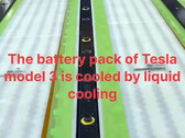 O resfriamento da célula 2170 da Tesla flui através do conjunto de baterias (imagem: Charles/X)