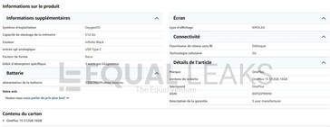 Listagem antecipada do OnePlus 15 na Amazon França (Fonte da imagem: Equal Leaks)