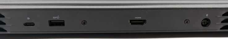Voltar: 1x USB 3.2 Gen 2 (Tipo-C, DisplayPort), 1x USB 3.2 Gen 1 (Tipo-A), 1x HDMI 2.0, 1x fonte de alimentação