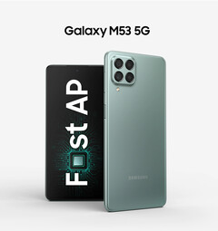 O Galaxy M53 5G será encomendável em três cores, eventualmente. (Fonte da imagem: Samsung)