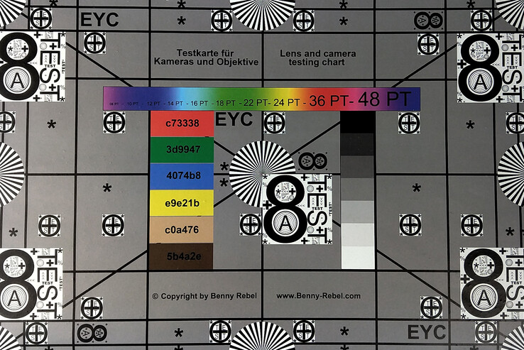 A photo of our test chart