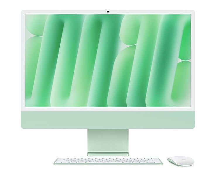 Apple iMac de 24 polegadas mostrado na cor verde com teclado e mouse combinando (Fonte da imagem: Apple)