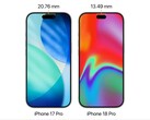 Ilha dinâmica do iPhone 17 Pro em comparação com o iPhone 18 Pro.