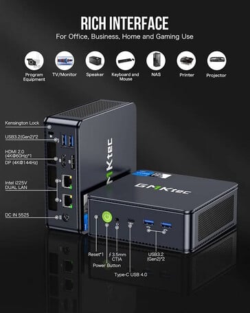 OCuLink e Thunderbolt não são suportados, mas a Ethernet está disponível (Fonte da imagem: GMKtec)