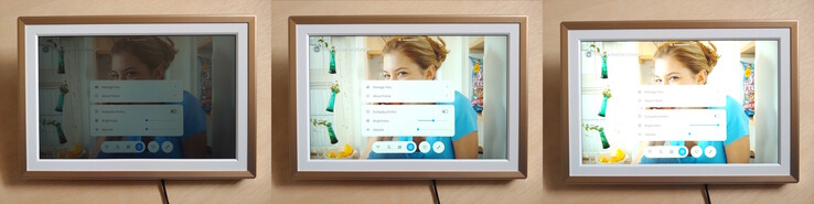 Brilho em 0%, 50% e 100% próximo a uma janela sombreada durante o dia. (ISO 100 f/1.6 1/30)