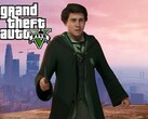 Maquete do personagem Hogwarts Legacy em GTA 5 (Fonte da imagem: Warner Bros. Entertainment, Rockstar Games com edições)