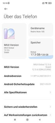 Software do Xiaomi Redmi Note 10S