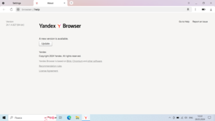 Windows 10: Yandex 24.1.4.827, com uma atualização para a versão 24.1.5.736 a apenas um clique de distância (Fonte da imagem: captura de tela)