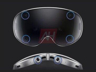 Renderização mostrando câmeras de rastreamento de mão no headset Galaxy XR. (Fonte da imagem: Android Headlines)