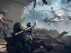 Soldado de Battlefield 6 mirando um RPG em um helicóptero de ataque. (Fonte da imagem: EA)