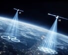 Uma ilustração dos feixes de satélite para dispositivos móveis.