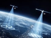 Uma ilustração dos feixes de satélite para dispositivos móveis.