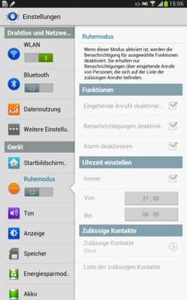 As configurações modificadas do sistema