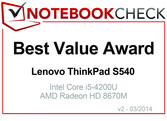 Prêmio Best Value em Março 2014: Lenovo ThinkPad S540