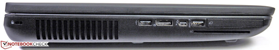 Esquerda: USB 3.0, DisplayPort, Thunderbolt, USB 3.0, Smart Card Reader, ExpressCard