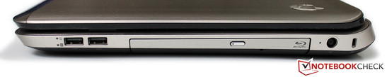 Lado direito: 2x USB 2.0, drive ótico Blu-ray
