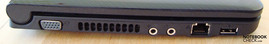 Lado Esquerdo: saída analógica VGA, louver, 2x áudio, LAN, USB 2.0