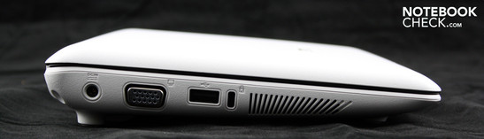 Lado esquerdo: VGA, USB, slot trava Kensington