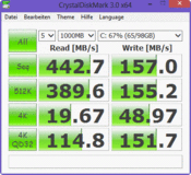 CrystalDiskMark leitura 442 MB/s