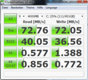 Crystal Disk Mark 72 MB/s read