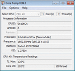 Teste de esforço: CoreTemp relata 102 graus