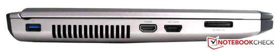 Lado Esquerdo: USB 3.0, HDMI, eSATA/USB combo interface, Leitor de cartões