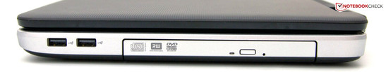 Direita: 2 portas USB 2.0, DVD drive