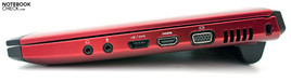 Lado Direito: Áudio, eSATA/USB 2.0, HDMI, VGA