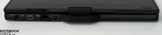 Lado Posterior: Conector de Força, VGA, LAN, powered USB