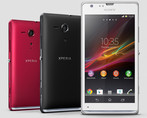 O Xperia SP está disponível em vermelho, preto, e branco.