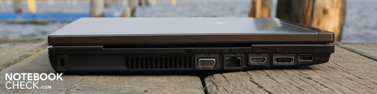Lado Esquerdo: Kensington, VGA, Ethernet-LAN, HDMI, combo eSATA/USB 2.0, USB 2.0, ExpressCard34