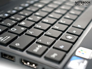 O teclado em forma de chiclete oferece uma agradável sensação de digitação...