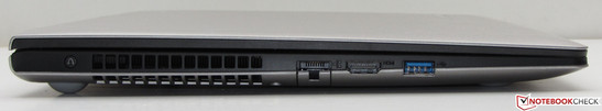 Esquerda: Conector Ethernet, HDMI, USB 3.0