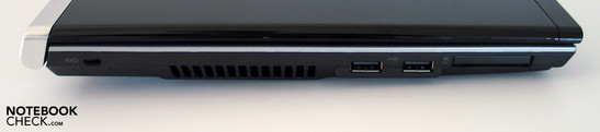 Esquerda: Kensington Lock, 2x USB, 34mm ExpressCard