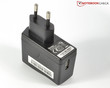 The modular power adapter has been made by a third party, supplying not quite enough power (5 V / 1.5 A).