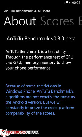 O AnTuTu Benchmark v0.8.0 beta é similar ao da versão Android v2