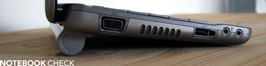 Lado Esquerdo: Saída VGA, USB 2.0, Audio (auscultadores, microfone)