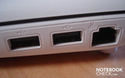Duas USB 2.0 e o LAN RJ45 Fast Ethernet no lado direito