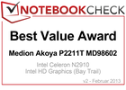 Prêmio Best Value pelo the Medion Akoya P2211T em Fevereiro 2014
