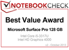 Microsoft Surface Pro: Prêmio Best Value Outubro 2013 - barato dado que um sucessor está disponível