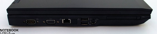 Lado Esquerdo: porta Serial, Saída VGA, LAN, 2x USB 2.0, S-Video