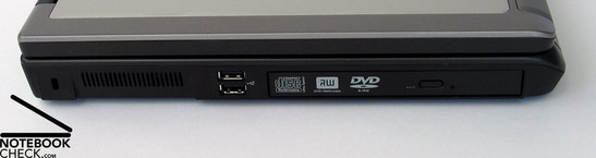 Lado Esquerdo: Trava Kensington, 2xUSB, DVD Drive