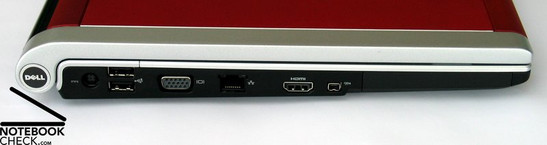 Lado Esquerdo: Conector de Força, 2 x USB 2.0, Saída VGA, Rede, HDMI, Firewire