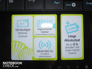 Especificações do Netbook: iluminação por LED, até 8.5 horas de bateria